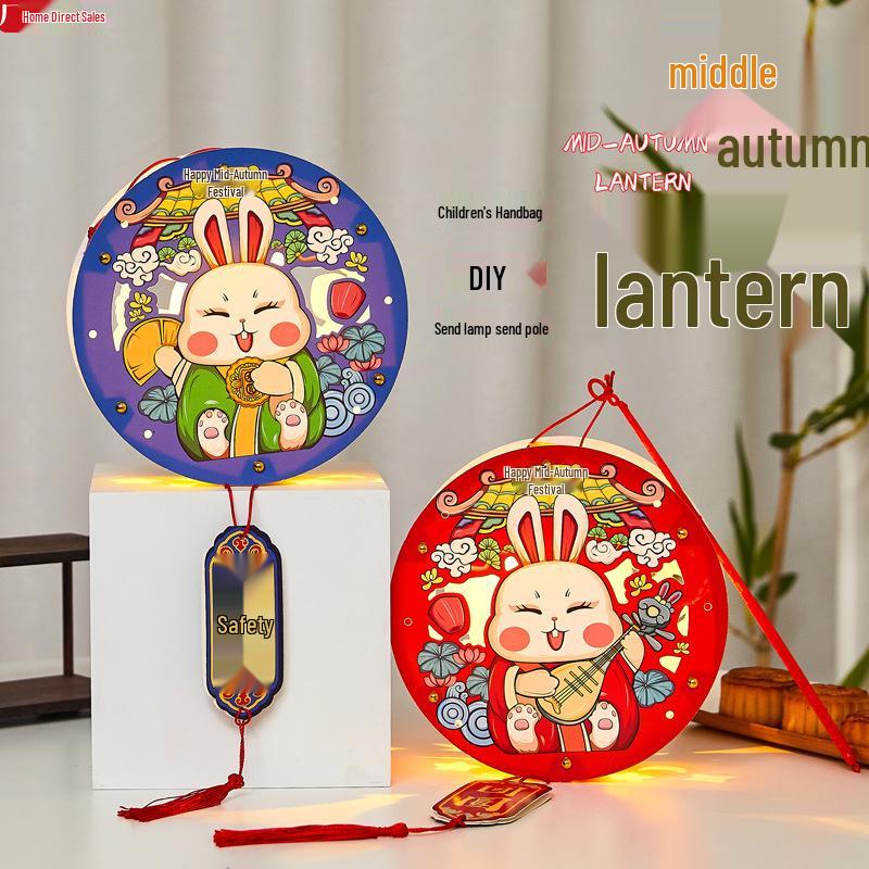 Children's DIY Luminous Rabbit & Flower Lantern Kit for Mid-Autumn Festival