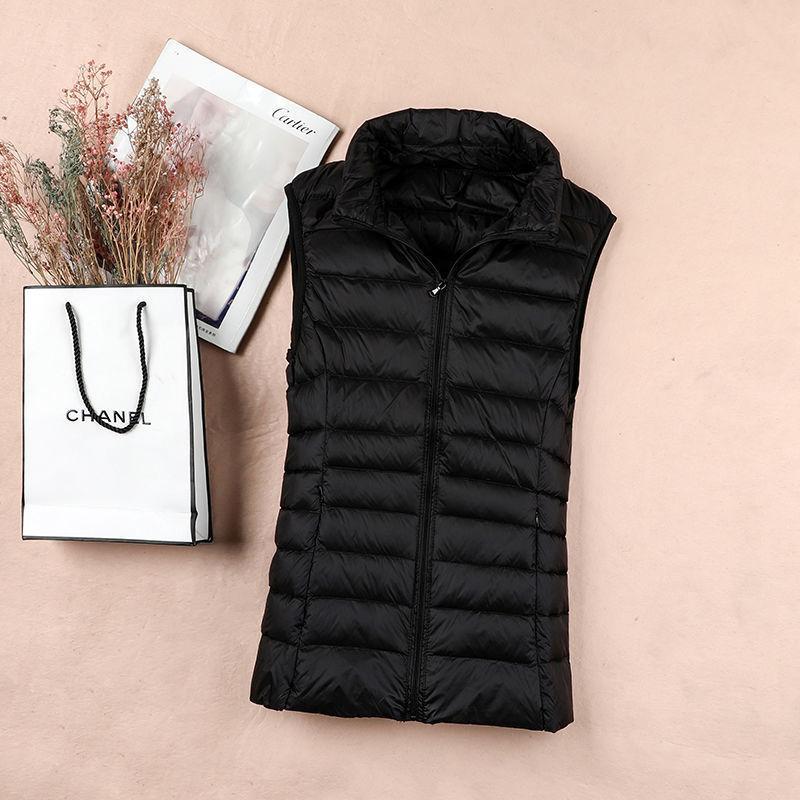 

White Duck Down Jacket Women Vest Autumn Winter Sleeveless Waistcoat Warm Lightweight Puffer Jacket Female Tops Outwear 8XL 8XL чорний