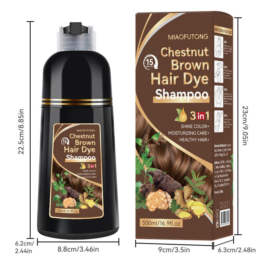 Bruine Haarkleur Shampoo | 3-in-1 , Hydrateren, Voeden, Natuurlijke Gember Formule 100ml
