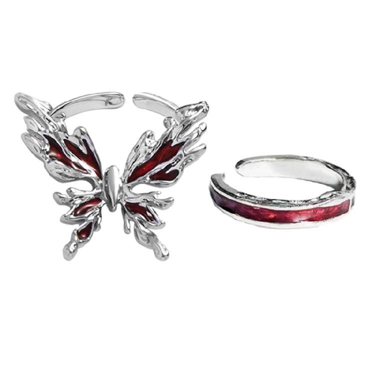 

Butterfly Open Ring Hollow Aesthetic Vintage Jewelry Finger Rings For Women Girl 1