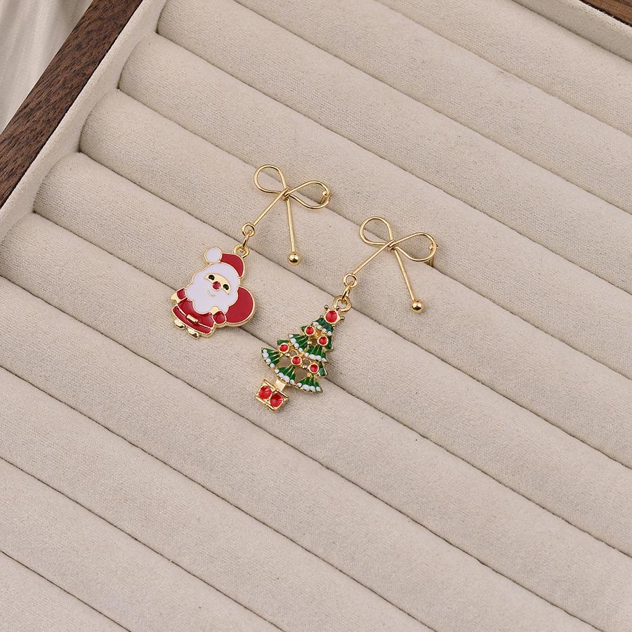 

Рождественские мультяшные серьги-гвоздики Санта и Снежинка с бантом