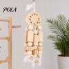 Parrot Gnawing Accessory Wooden Blocks Toy, Bird Chew Toy with Beads Pinecones, Safe Pine Cone Beak Grinding Cage for Macaws African Greys Large