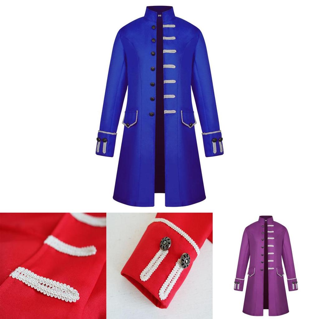 Medieval Men Renaissance Steampunk Jacket Gothic Retro Uniform Coat Windbreaker