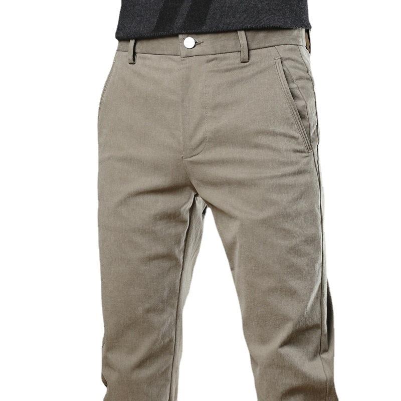 2024 Spring And Autumn Winter New High End Men'S Plush/Thin Casual Pants Slim Fit Straight Tube Versatile Business Suit Long Pants