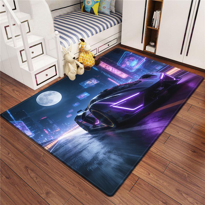 Racing Car Rug Multi-size Anti-Slip Polyester Carpet High-Definition Sport Car Print Modern Living Room Kids Game Room Decor Mat