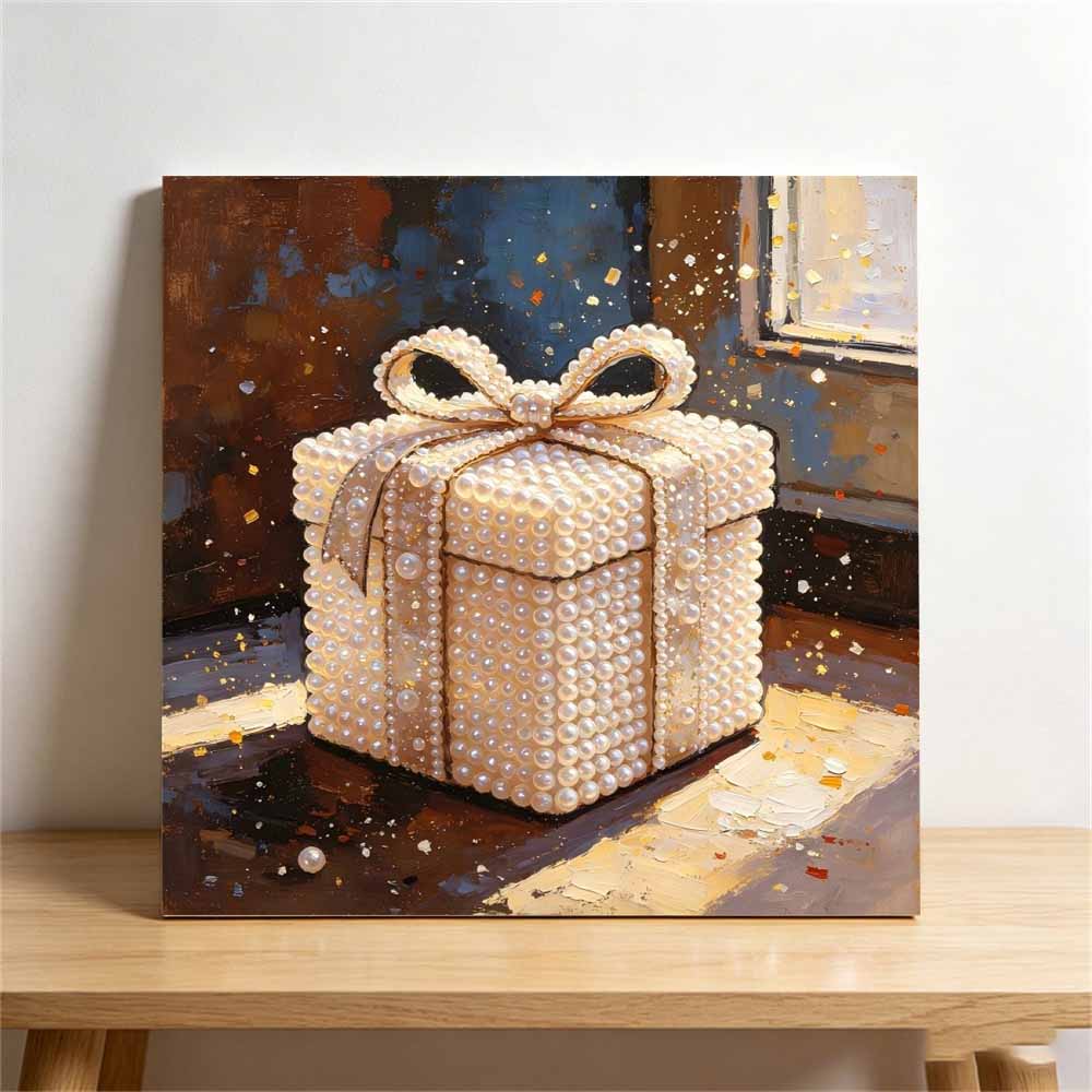 DIY Mini Framed Pearl Bead Art Kit Gift Box Design Sparkling Canvas Painting Relaxing Craft for Adults Handcrafted Home Decor Art Set