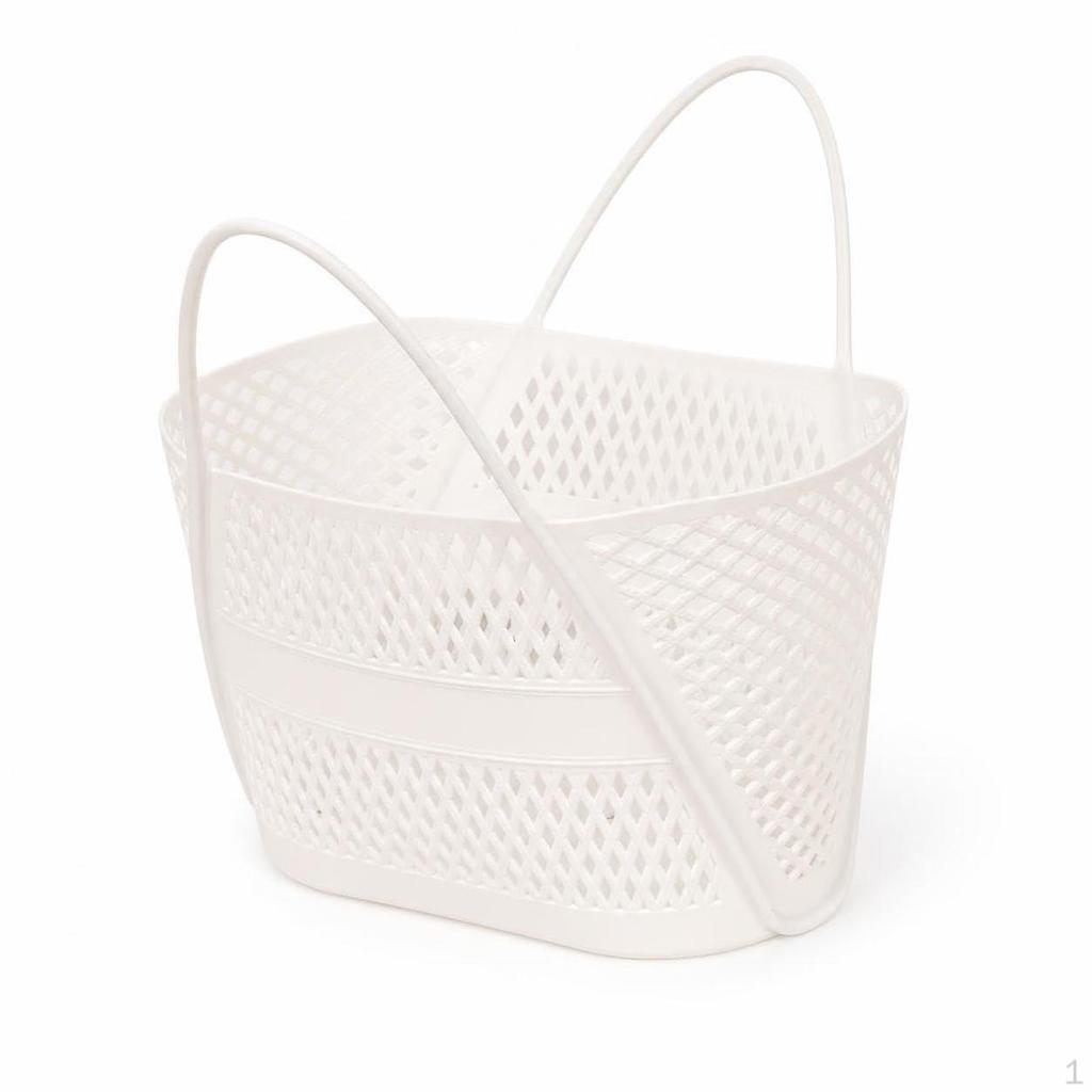 Thickened Plastic Draining Handheld Basket, Hollow Bathroom Bath Toiletry Storage Basket 2387 White