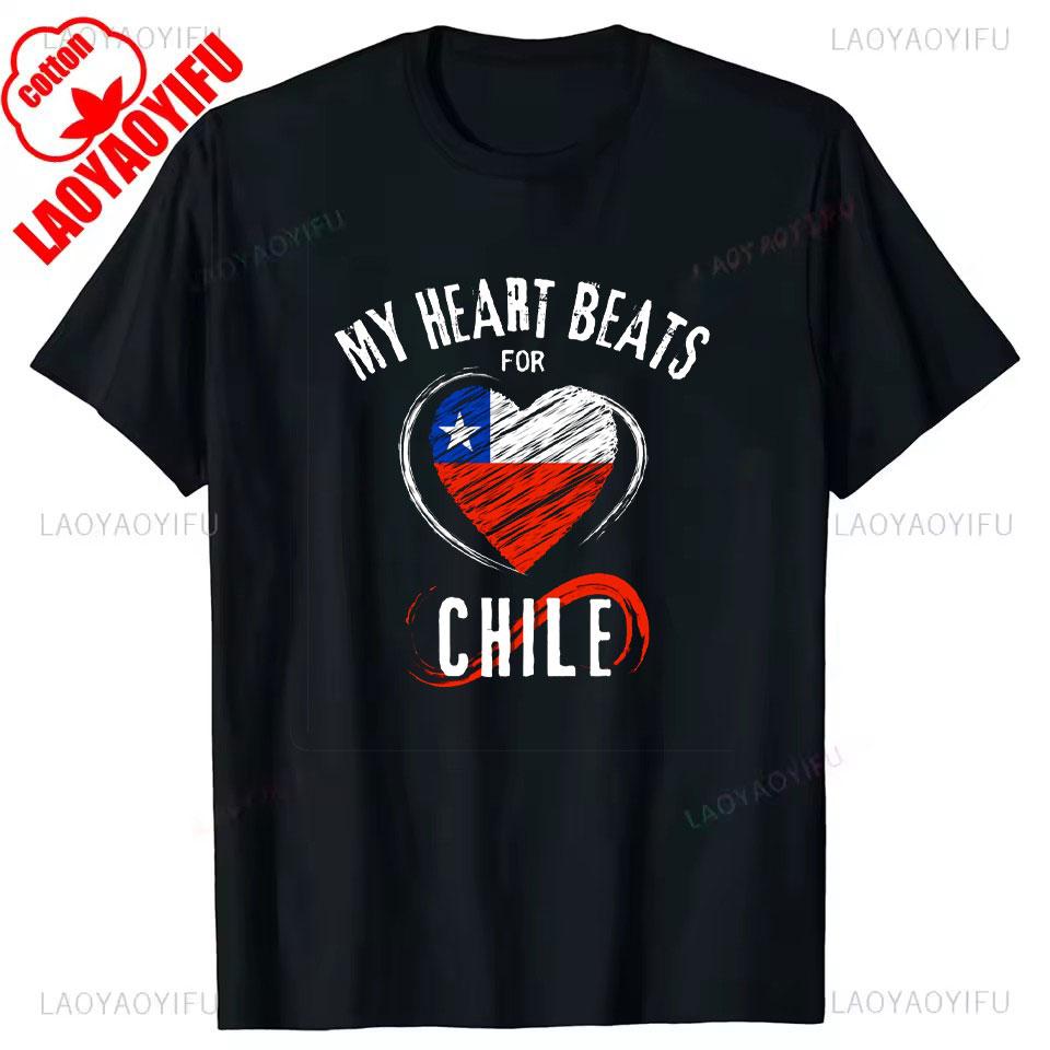 Chile Flagge Stolzer Chilene Aufdruck T-Shirt Herren Damen Baumwolle Humor Streetwear T-Shirt Kurze Ärmel Unisex Locker Kleidung Herren