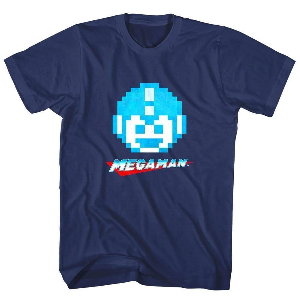 Megaman Pixel Face Men T Shirt L