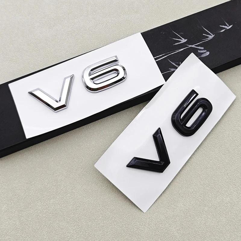 1pc 3D ABS Chrome Black Logo V6 Car Sticker Fender Trunk Emblem Badge For Volkswagen VW Touareg CC Arteon Golf R32 AccessoriesNB10