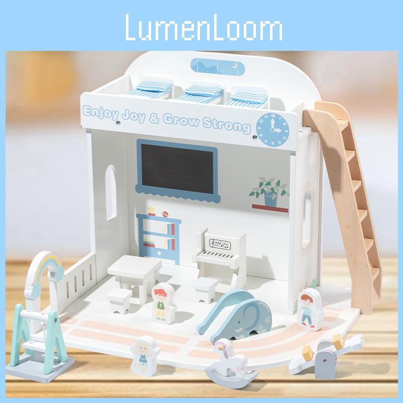 Toy Wooden Children Playground Scene Interactive Elements Hand Coordination Eye