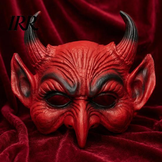 Gedetailleerd Duivel Cosplay Prop Eng Halloween Demon Schuim Masker voor Volwassenen, Rood Half Donkere Sfeer Kostuum Gezicht Maskerade Accessoires