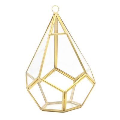 Wandhängendes Glas Geometrisches Terrarium Modern Indoor Öffnung Polyeder Diamant Tropfenform Pflanzgefäß Topf Behälter