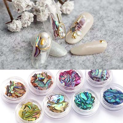 12 adet Tırnak Deniz Kabuğu Dilimleri Parçacık Ezilmiş Kabuk Manikür Seti Ince Nail Art Glitter Dekorasyon Aracı