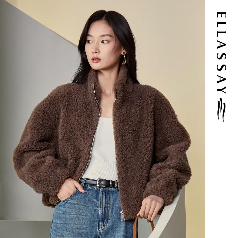 

ELLASSAY Women s Simple Short Woolen Coat EWB364D00700 M