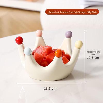 Ceramic Crown Fruit Fork Set