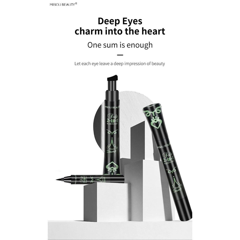 Misiou Beauty Double-ended Seal Eyeliner, Quick-drying, Waterproof, Long-lasting, Non-smudged, Ultra-fine 2-in-1 Eyeliner Liquid Pen for Open Corners