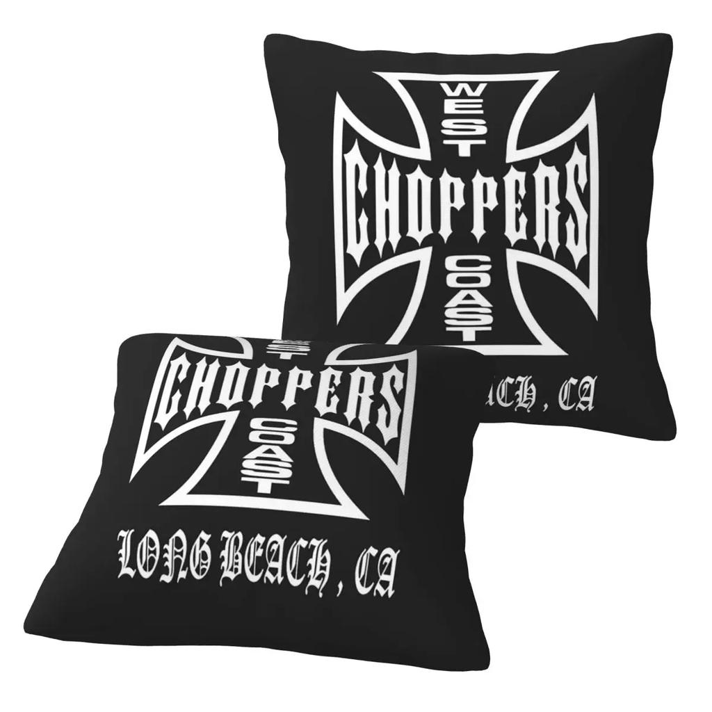 West Coast Iron Cross Choppers 2 Pcs Square Pillowcase Pillow Cover Cushion Decor Comfort Throw Pillow For Home Car