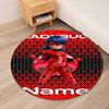 Custom Name Ladybug Printed Round Rug Carpet Chair Rug Area Rug Entryway Doormats,for Office Chair Living Room Bedroom Kitchen Room.