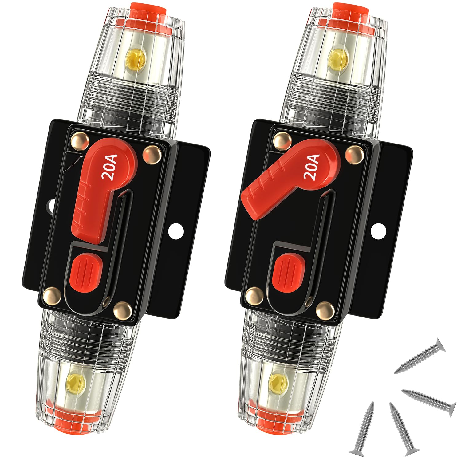 2 шт. Ручной сброс Постоянный ток 12 - 48 Вольт Водонепроницаемый держатель предохранителя Автоматический выключатель Предохранитель Ручной сброс Двухполюсный автоматический выключатель Аудио 20A