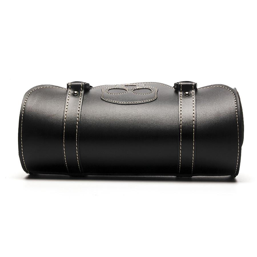 Universal Motorcycle 12" Front Fork Tool Bag Pouch Luggage SaddleBag PU Leather Skull For Harley
