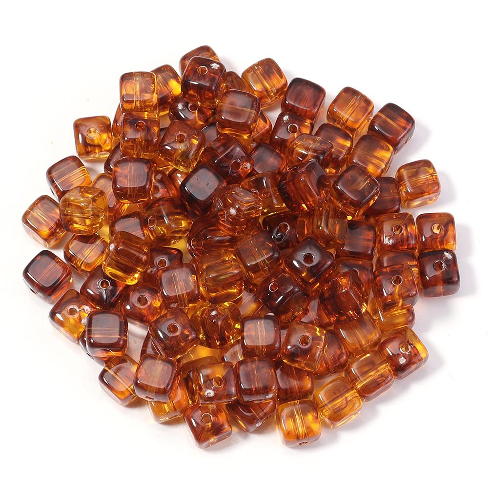 10-100pcs/lot Amber Color Acrylic Beads Oval Heart Pumpkin Shape Loose Spaced Beads For DIY Charms Bracelet Necklace Accessories
