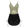 Women One Piece Swimsuit with Adjustable Straps Ruched Skirted Design Crossover Front Tummy Control Swimwear for Beach Pool