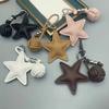 Leather Star Keychain Pentagram Car Keyring with Woven Leather Rope Ball Pendant Creative Bag Pendant Decoration for Women