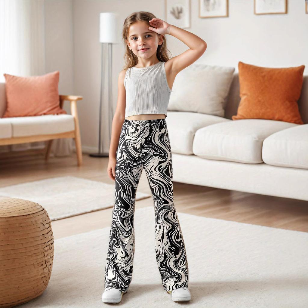 Girls' Fashionable Tight Pants Set - Summer Children's Casual Sports Outfit
