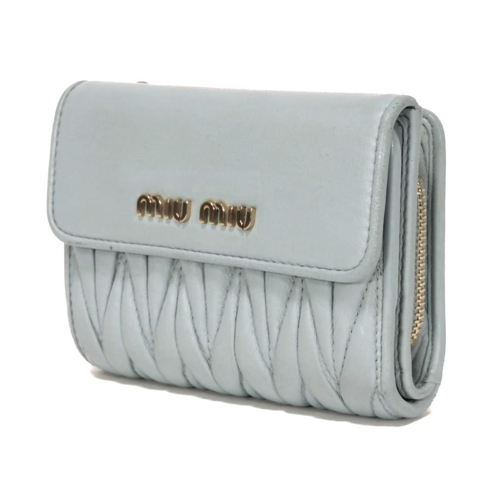 Used Matelasse Compact Zip Wallet (5ML002 N88 F0012 7941) with RFID and Lambskin. Metal logo. Cielo Women's from Japan