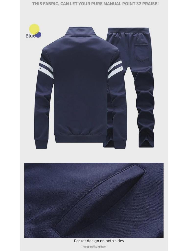 Men's Velvet-Lined Sports Suit: Thick, Complete Autumn/Winter Jacket Set