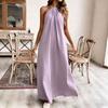 European and American summer new solid color loose fashion neck dress vacation dress