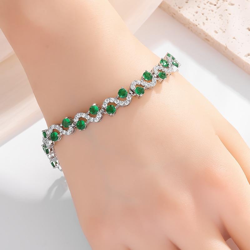 Environmentally Friendly Alloy Cross-colored Agate Hand Jewelry with Elegant and Luxurious Style for Ladies - Gemstone Crystal Hand Chain
