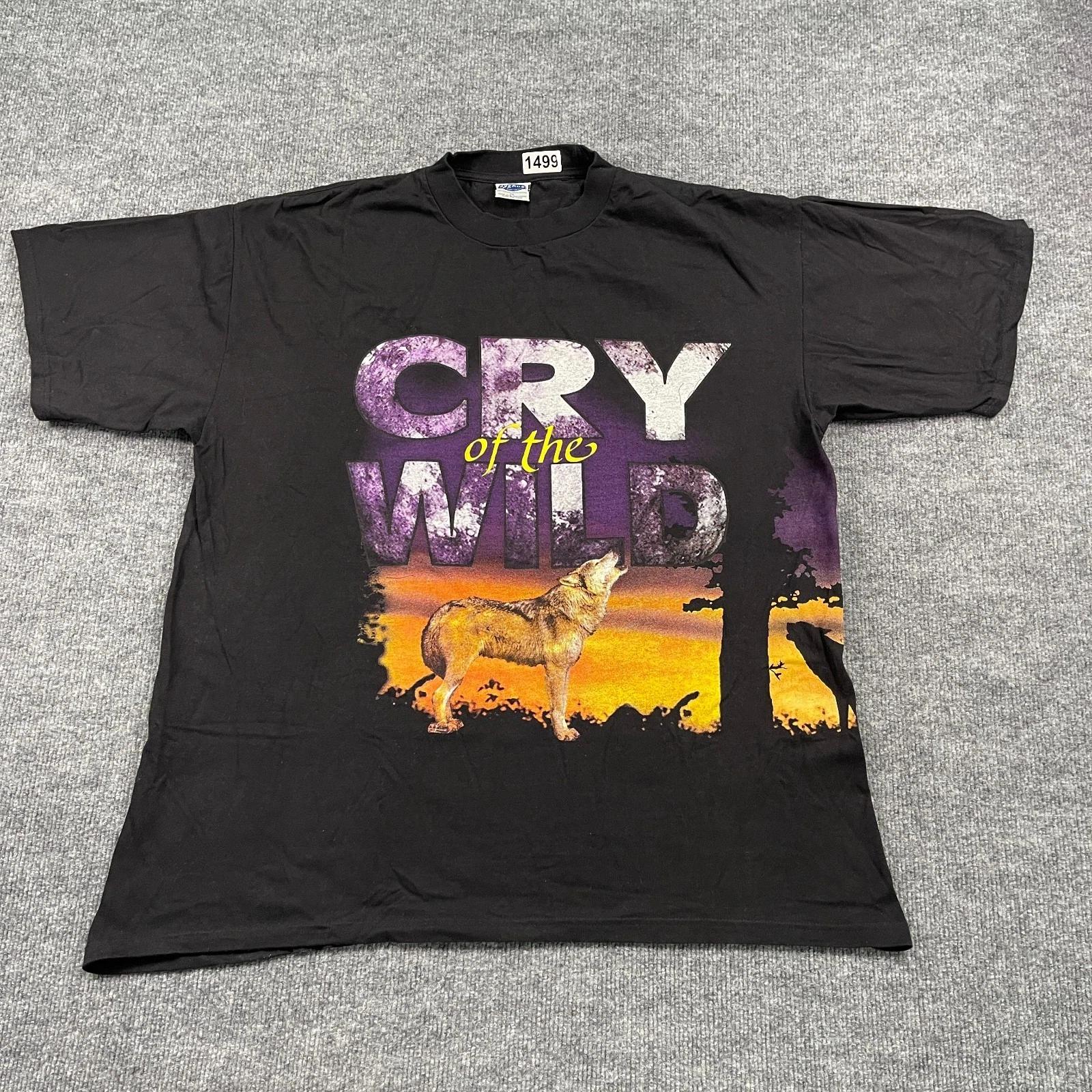 

NWOT Vintage 90s Cry-Of-The-Wild Howling Wolf Shirt XL 24x29 Black 2XL