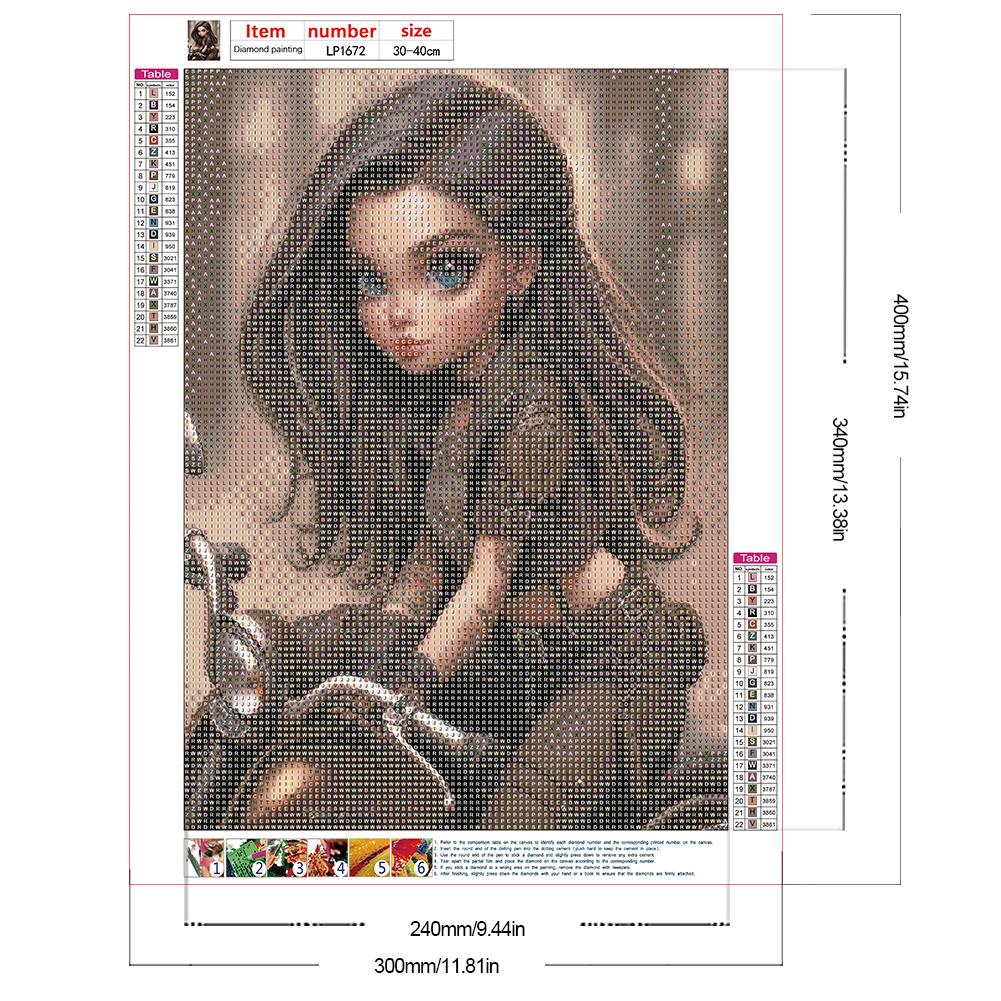 30*40CM 5D DIY Vollrunde Bohrer Strass Süßes Mädchen Kit Kunsthandwerk Mosaik Malerei Stickerei Handgefertigt Heimdekoration Geschenk