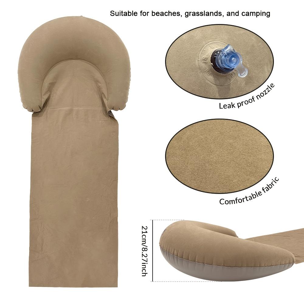 1Pc Beach Mat With Inflatable Headrest Outdoor Mat Anti-Sand Suitable For Outdoor Camping And Picnics Single Person Sleeping Mat Foldable Portable