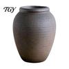Retro European Style Flower Pot Round Ceramic Vase, Small Hydroponic Planter, Rustic Entrance Hallway Decor Vase Table Centerpiece for Artificial