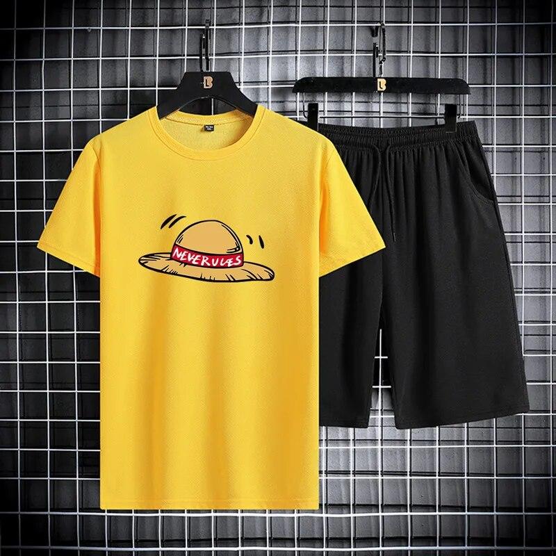 

Чоловічий комплект футболки з короткими рукавами, літня мода, повсякденний круглий виріз, набір персоналізованого та красивого одягу, чоловічий одяг 6XL