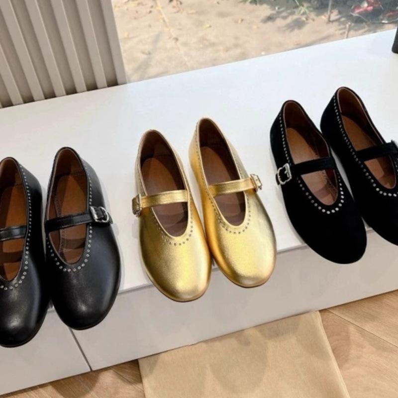 Jesienne Ręcznie Robione Buty Mary Jane z Paskiem na Jeden Guzik, Niska Podeszwa, Casualowe Baleriny, Buty Babci Damskie