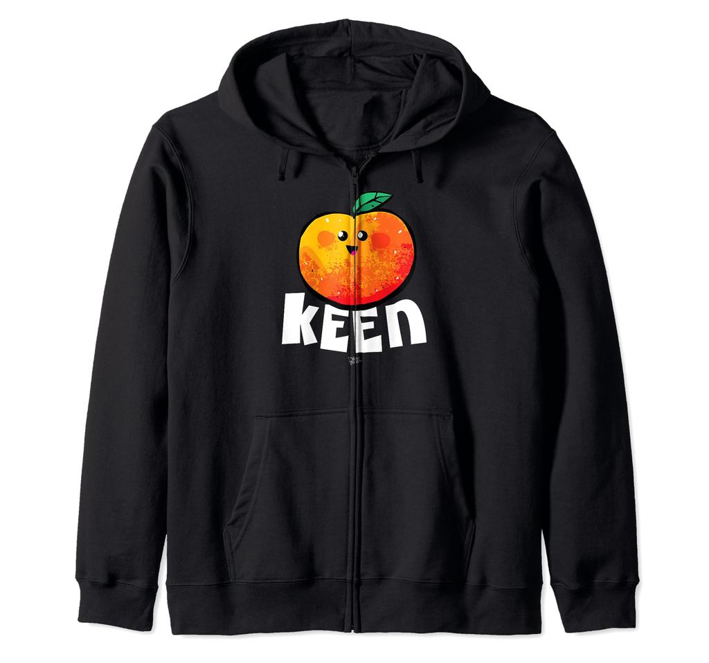 Peachy Keen Vegan Cute Smiling Peach Fruit Kids' Cute Zip-Up Hoodie