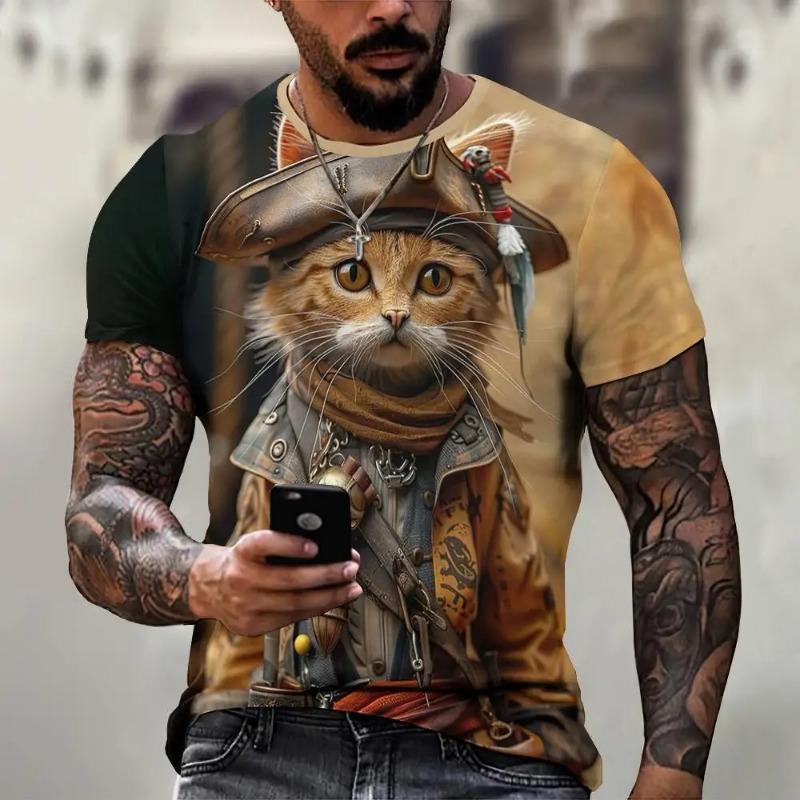 Men's Cartoon Iron Man Pattern 3D Embroidery Summer Quick-Dry Breathable Casual Round-neck Short-Sleeve T-Shirt