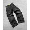Y2k Hip Hop Baggy Jeans für Herren Distressed Retro Schwarze Hose Stickerei Harajuku Gothic Weitbeinige Hose Streetwear Hose