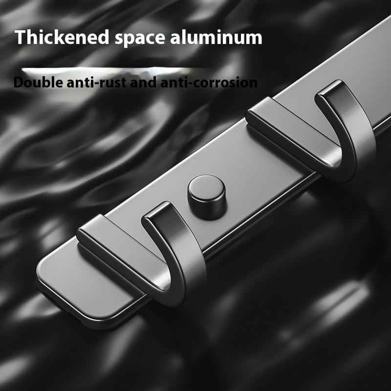 Space Aluminum Bathroom Hook No Drilling Strong Adhesive Coat Hook For Bathroom Kitchen Wall Mounted Clothes Hanger