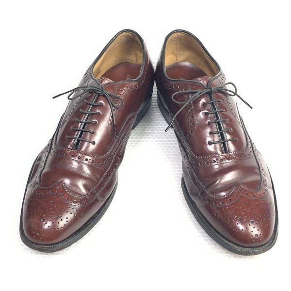 Vintage USA Made Johnston and Murphy Size 11D B 28.5 29.5cm Full Brogue Leather Shoes Brown(USED)