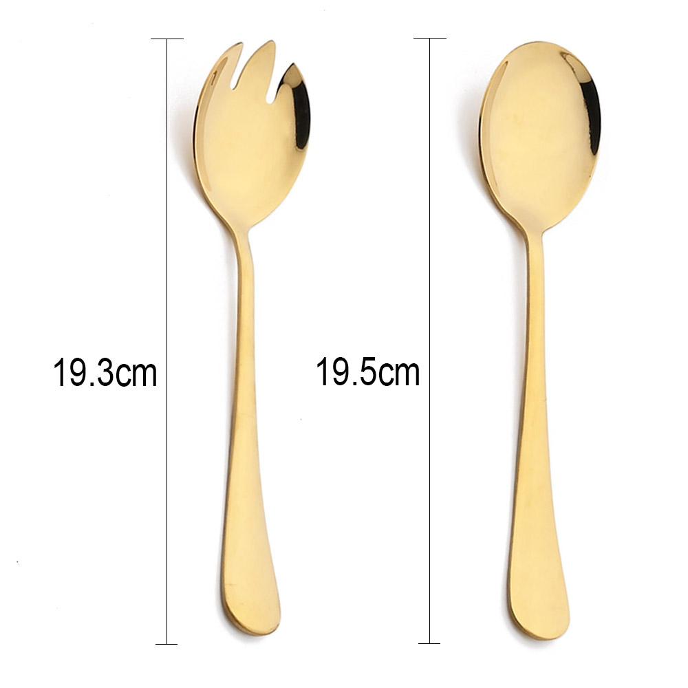 2 pezzi nero cucchiaio da insalata forchetta insalata in acciaio inox cucchiaio da dessert set di posate cucchiai da portata utensili da cucina accessori da tavola