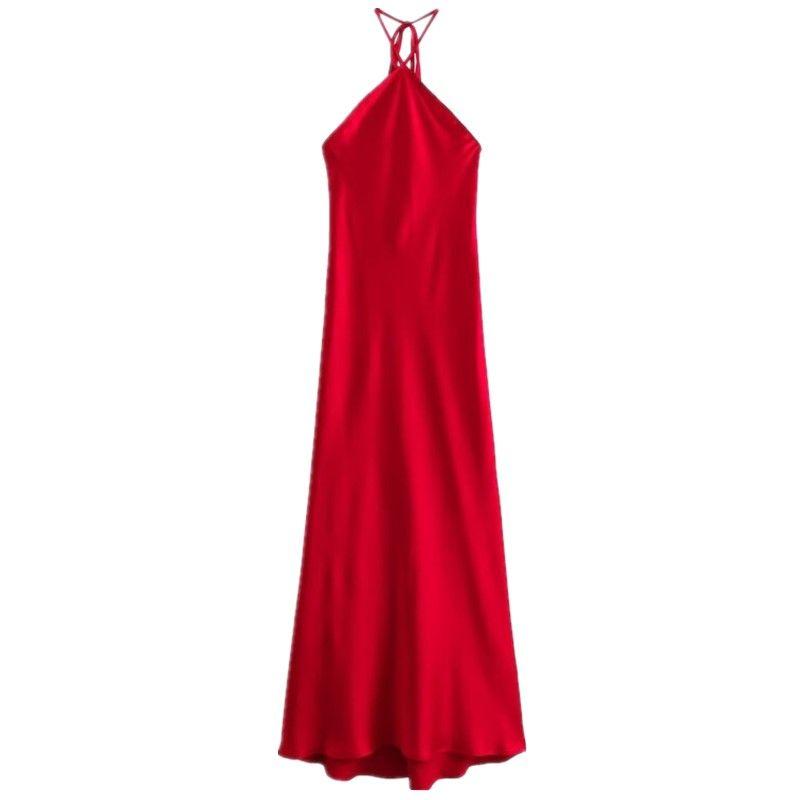 Fashion Style Winter New Women's Clothing Hanging Collar Silk Satin Texture Intimates Style Dress 3152276 600