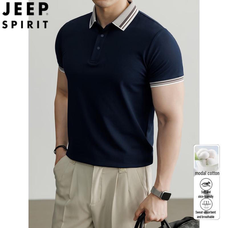 

JEEP SPIRIT Men s Striped Modal Cotton Polo Shirt 3XL