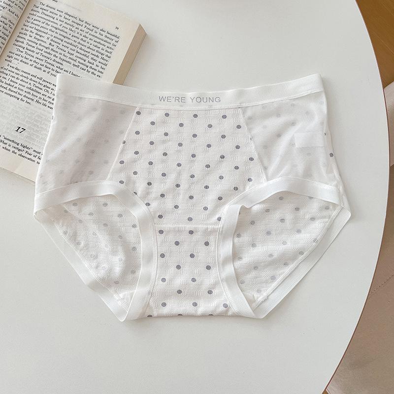 Unterwäsche Polka Dot Mesh Höschen für Frauen Bequeme nahtlose nackte antibakterielle Modal-Slips mit mittlerer Taille