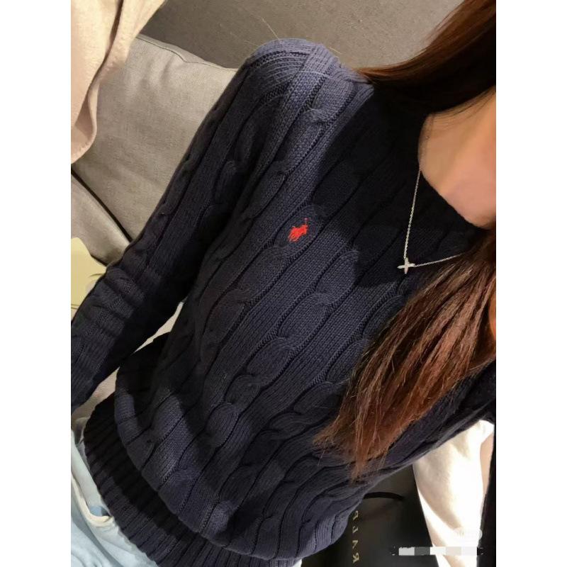 Suéter Pulôver de Gola Redonda EastRogue para Casais no Outono e Inverno, Suéter de Lã Tricotado em Cabo com Cavalo Pequeno, Moderno e Versátil.