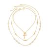 SHIXIN 3Pcs/Set Vintage Jesus Cross Pendant Necklace for Women Boho Trendy Multi-Layer Metal Imitation Pearl Choker Jewelry Gift